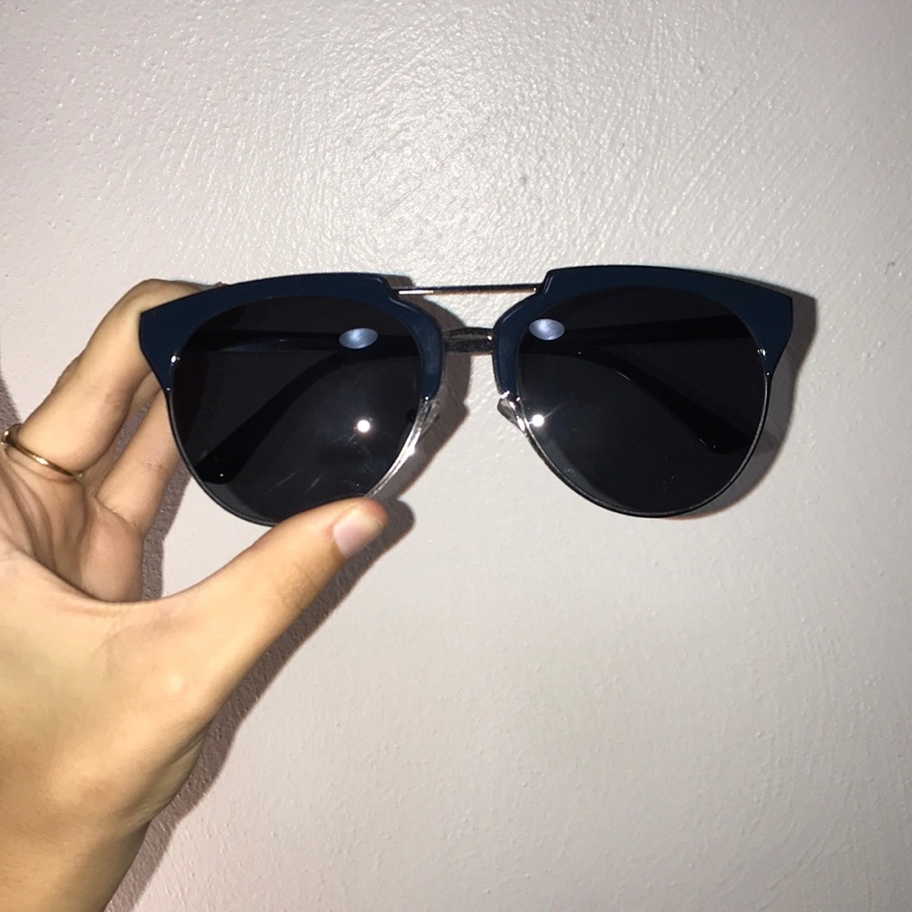 Navy Blue Lucky Brand Aviator Brow Bar Sunglasses